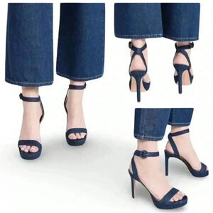 Veronica Beard Women's Darcelle Denim Mountain Ankle Strap Sandals Size 7